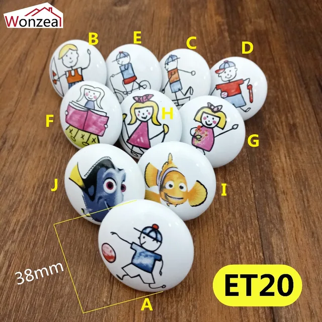 Cheap Cartoon Kid Single hole Ceramic knob Kitchen Furniture handle cabinet pulls drawer handle round shape Cheap Cartoon Kid Single hole Ceramic knob Kitchen Furniture handle cabinet pulls drawer handle round shape