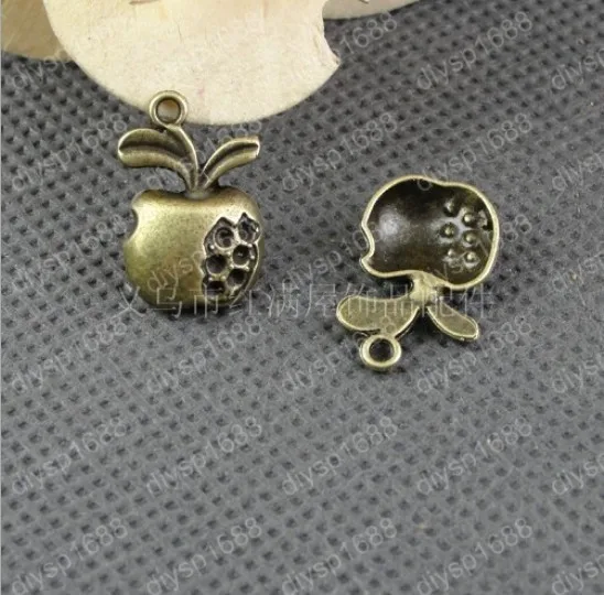 

100 pcs/lot Zinc alloy bead Antique Bronze Plated Charms Pendants Fit Jewelry 20*13MM Apple Pendant Shape JJA2291