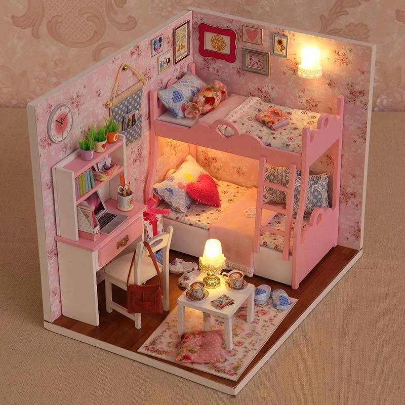 Девочки Diy 3D деревянная кукла домашняя мебель Наборы миниатюры собрать деревянный кукольный домик головоломка игрушки для детей Подарки
