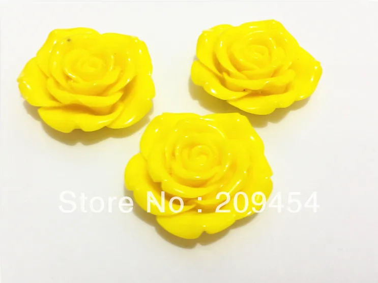

Factory Price Large Size 42MM 50pcs/lot Yellow Resin Flower Beads, With Back Hole! Free shipment