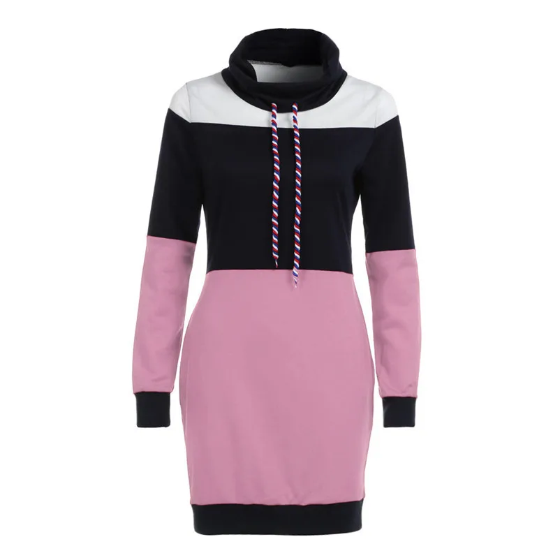 Pullover Dress Woman Knitwear Winter Long Sleeve Women Collared Long Sleeve Dress Casual Bodycon Short Mini Sundress N21#N (14)