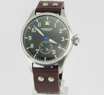 

DEBERT 42mm Sapphire Glass Black Dial Green Luminous Automatic Date Day mens Watch