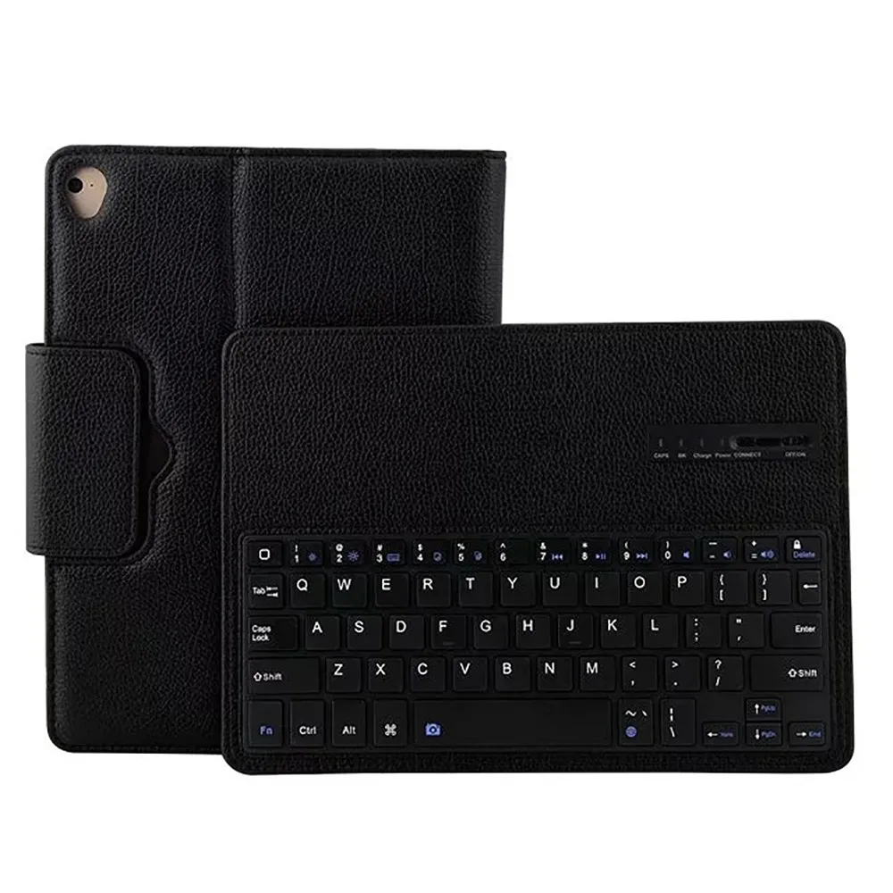 Для iPad 9,7 дюймов() тонкая клавиатура Bluetooth+ кожаный чехол-подставка 20A Прямая - Цвет: Черный