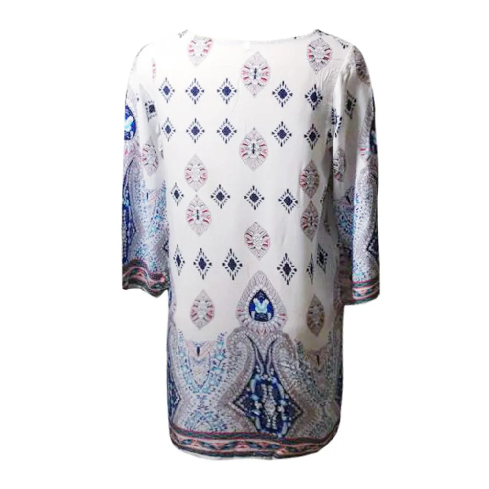 Ropa mujer verano 2018 mujeres de manga larga de cuello redondo impresas blusas Vintage Casual Ladies Loose Top mujer blusa Ropa mujer verano 2018 mujeres de manga larga de cuello redondo impresas blusas Vintage Casual Ladies Loose Top mujer blusa
