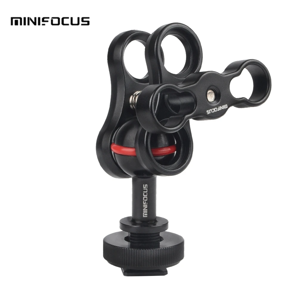 

Cold Shoe Mount Adapter Connector 1" Ball to Hot Shoe with Butterfly clip Ball Clamp for Underwater camera Diving housing case