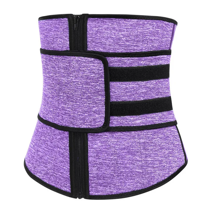 Пояс для живота с высокой компрессией на молнии размера плюс 6XL латексный корсет для талии корсет под грудь пот для тела пояс для похудения - Цвет: Фиолетовый