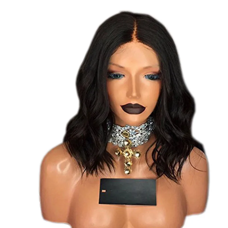

Charisma Short Bob Wig Wavy Hair Synthetic Lace Front Wigs for Black Women Natural Black High Temprerature Fiber Wig 13x3