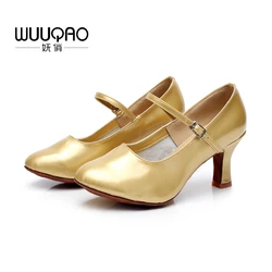 Zapatos de baile modernos de tacón para mujer, zapatos de baile de salón, Tango, Salsa, latino, dorado, plateado, negro, nuevo
