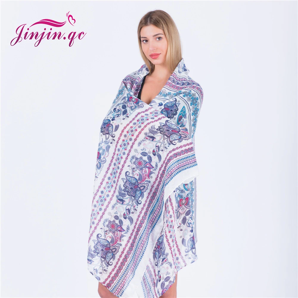 Jinjin.QC 2019 New Fashion Cashew and Leaf Printed Scarf Women Scarves and Shawls Hijab bandana Echarpe Foulard Femme