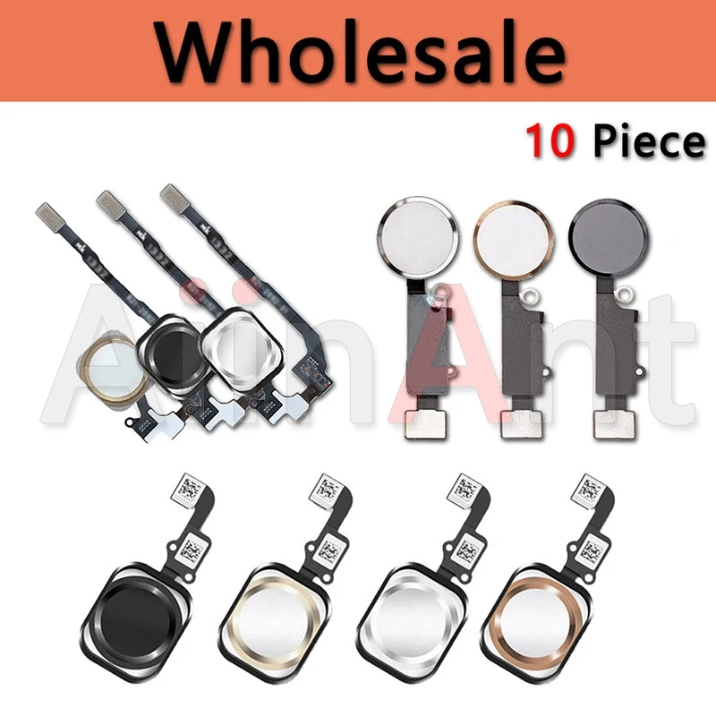 

10 piece Mix Colors Home Button Fingerprint Sensor Flex Cable For iPhone 4 4s 5 5c 5s SE 6 6s 7 8 Plus Wholesale No Touch ID