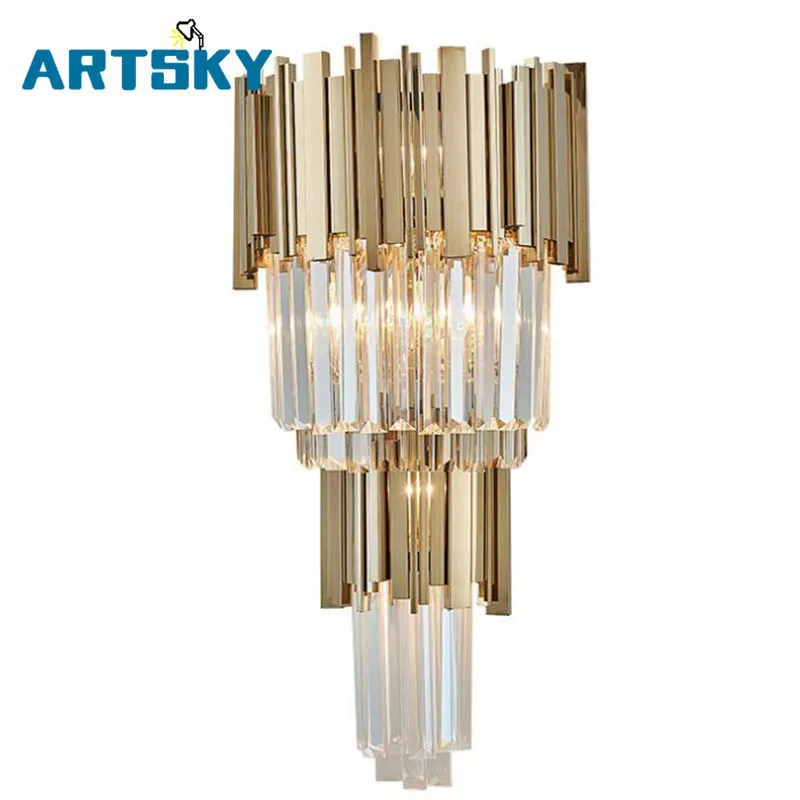 

New Design Wall Light For Home Crystal Wall Lamp Luster Gold Applique Wall Fixture Modern Home LED Wall Lamp
