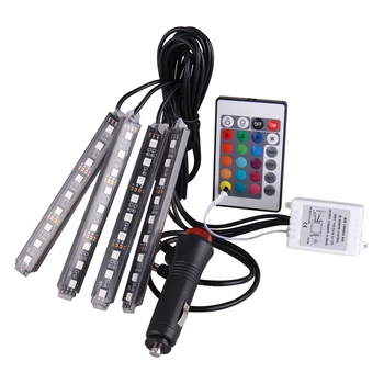 

4x RGB Full Color 36 LED Interior Car Under Dash Floor Seats Accent Light Kit With remote control