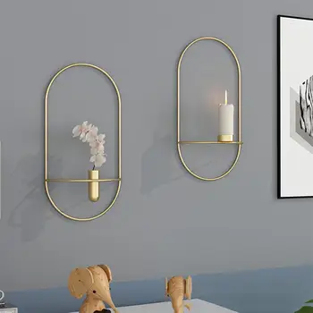 

3D Candle Holder Geometric Candlestick Metal Sconce Vase Wall Home Decoration Minimalist Interior Design