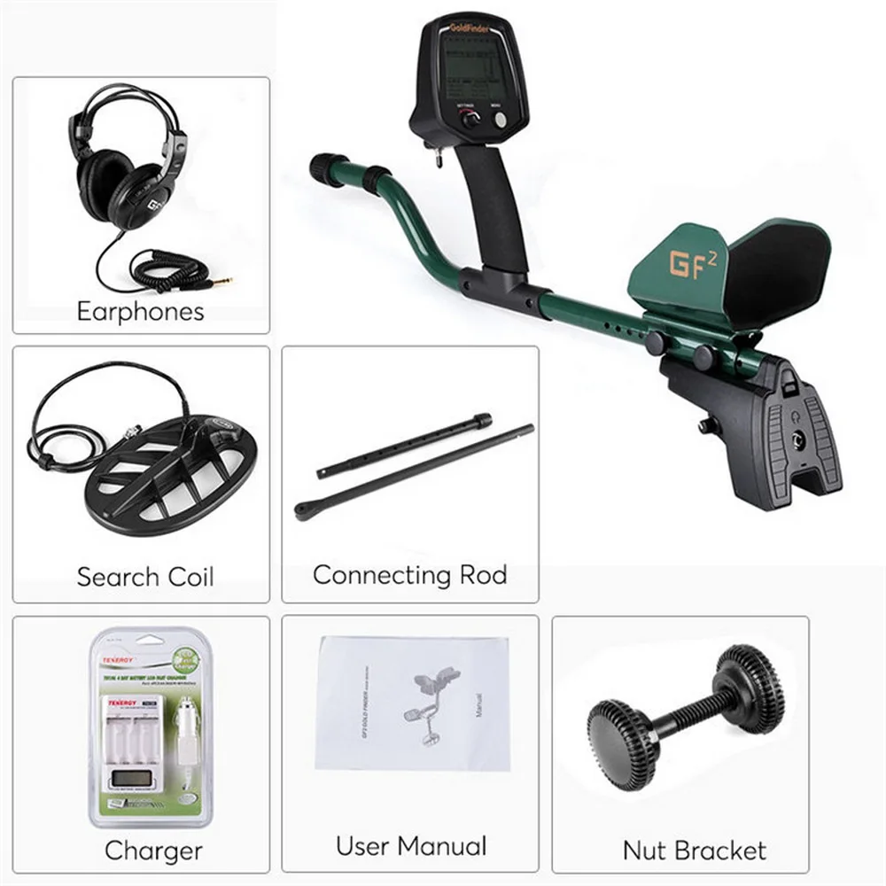 

GF2 Underground Metal Detector LCD Display Treasure Hunter Gold Digger LCD Display Headphone Ultra Sensitivity Detector Wiring