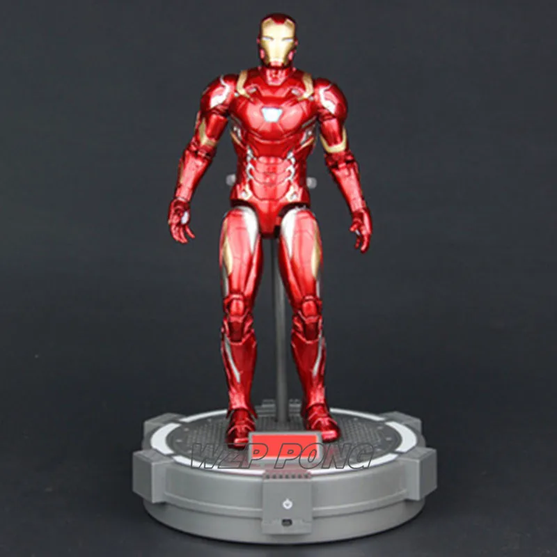 

Avengers 3 Iron Man Stance PVC Movable joint LED Base Action Figure Toy Super Hero battle ver Model Collection Birthday Gift