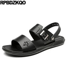 Шлепанцы; мужские сандалии; коллекция года; сезон лето; Уличная обувь на мягкой подошве с заклепками; обувь без задника с вышивкой; Итальянский пчелиный сланцы в черную полоску