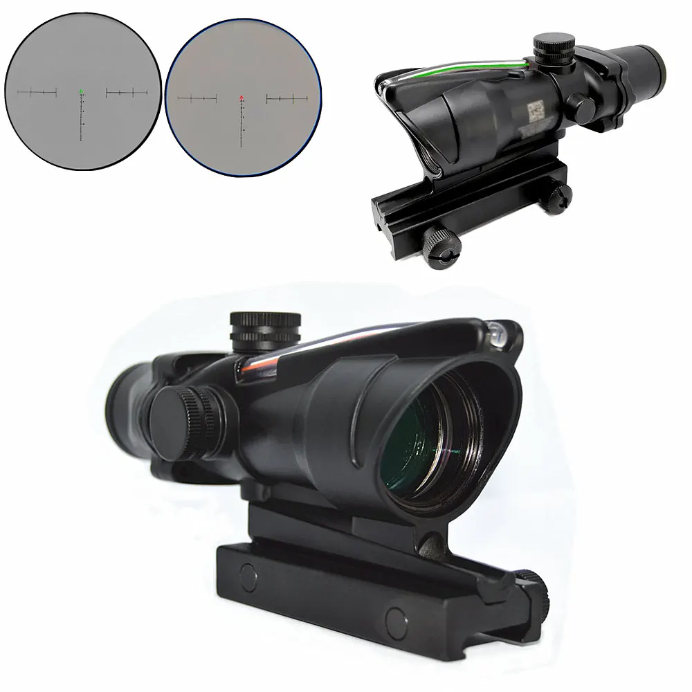

Hunting Riflescope ACOG 4X32 Real Fiber Optics Red Green Illuminated Chevron Glass Etched Reticle Tactical Optical Sight