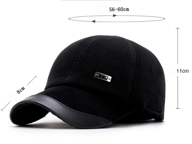 HT1853 Новые Теплые осень-зима Бейсбол Кепки Для мужчин кожаный Брим Snapback Кепки Бейсбол Шапки с уха заслонки Регулируемый папа Шапки для для