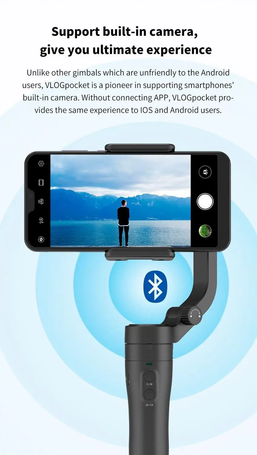  Feiyu VLOG Pocket a Pocket Sized Foldable 3 axis Smartphone Handheld Gimbal Stabilizer for iPhone X