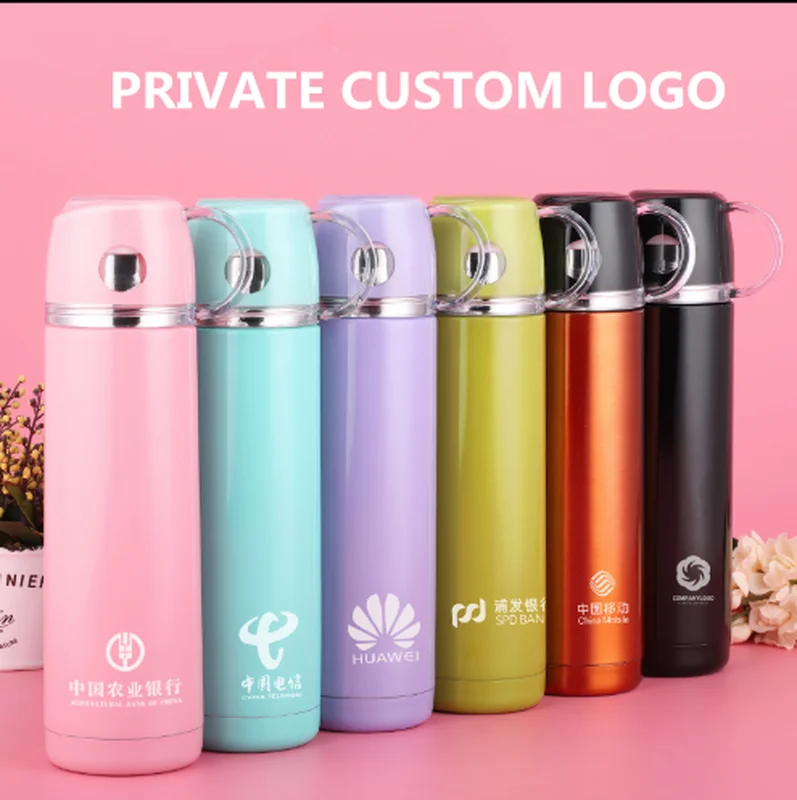 

Thermos Cup Customized Logo with Free Stainless Steel Vacuum Flasks 400ml Gifts Lettering Advertising Cup Printing