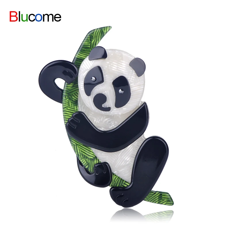 

New Cute Bamboo Panda Shape Brooches Pins Acrylic Gunblack Pin Jewelry For Girls Children Hats Scarf Accessories Daily Gifts