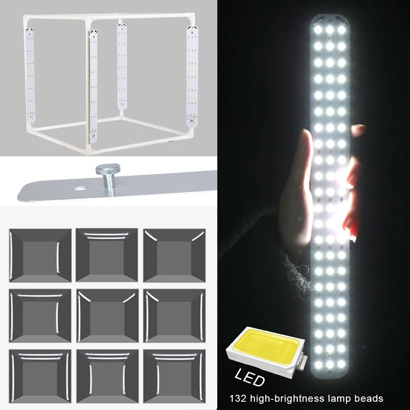 Мини-Фотостудия Портативный складной студийный светильник коробка 132 светодиодный настольный съемок в фотостудии 40 см светильник коробка светильник ing фотографии комплект