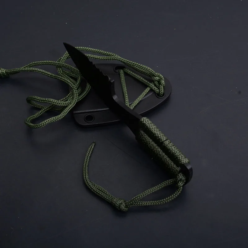 Wild-Wolf TOPS Key Knife D Neck Knife Cold Steel Fixed Blade Knife Stonewashed 3Cr13 57HRC Tactical Camping Survival EDC Tool With Sheath  (5)