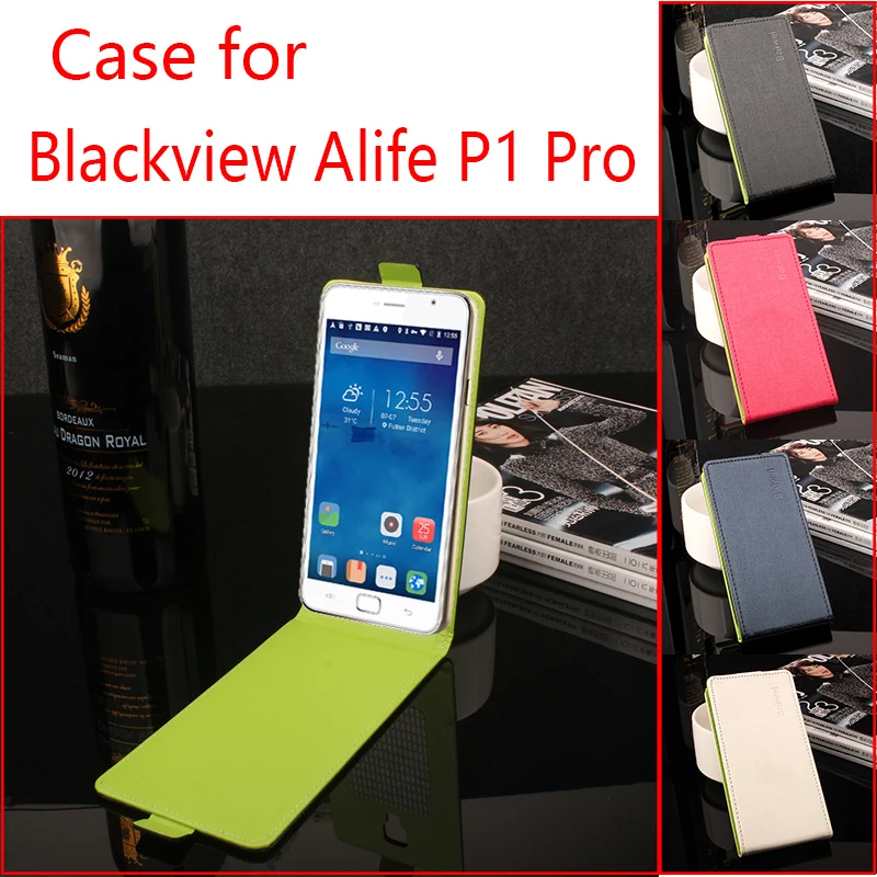 

HongBaiwei For Blackview Alife P1 Pro Phone Case Pure Color Up-down Open Vertical Flip Premium PU Leather Case Cover