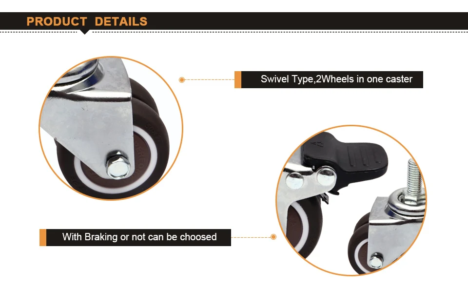2 шт TPE колесико для мебели Супер Mute Двойные колеса ролики 1,5/2-дюймовый Поворотное Колесо литейщика тип резьбы для шкафа стол детская колыбель