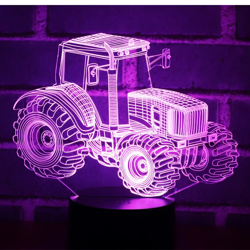  3D LED Night Light Dynamic Tractor Car with 7 Colors Light for Home Decoration Lamp Amazing Visuali - 32845430411