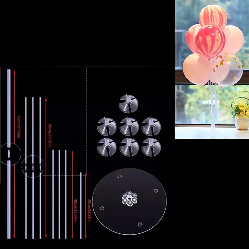 7 трубок держатель воздушных шаров колонна-подставка прозрачный пластиковый шар палочка День Рождения украшения Детские свадебные шары Декор - Цвет: 1 set balloon stick