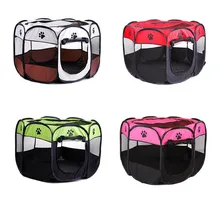 ポータブル折りたたみペットテント犬ハウスケージ犬猫ネッティングテントベビーサークル子犬犬小屋簡単操作八角フェンス屋外用品(China)