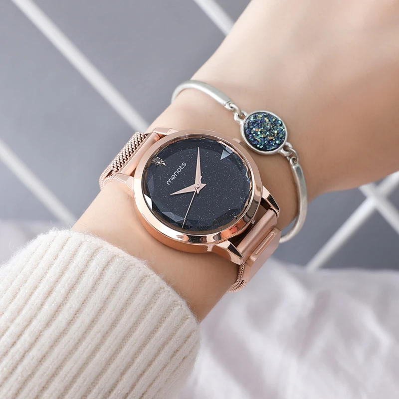 Fashion Women Quartz Watches Luxury Starry Sky Dial Magnet Buckle Ladies Wristwatch Dress Clock Relogio Feminino