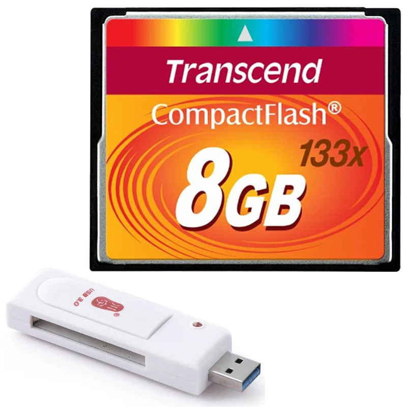 Бренд Transcend 133x CF карта 32 ГБ 16 ГБ 8 ГБ 4 ГБ Compact Flash карта памяти+ USB3.0 CF кардридер для DSLR камеры HD 3D видео - Емкость: 8 Гб