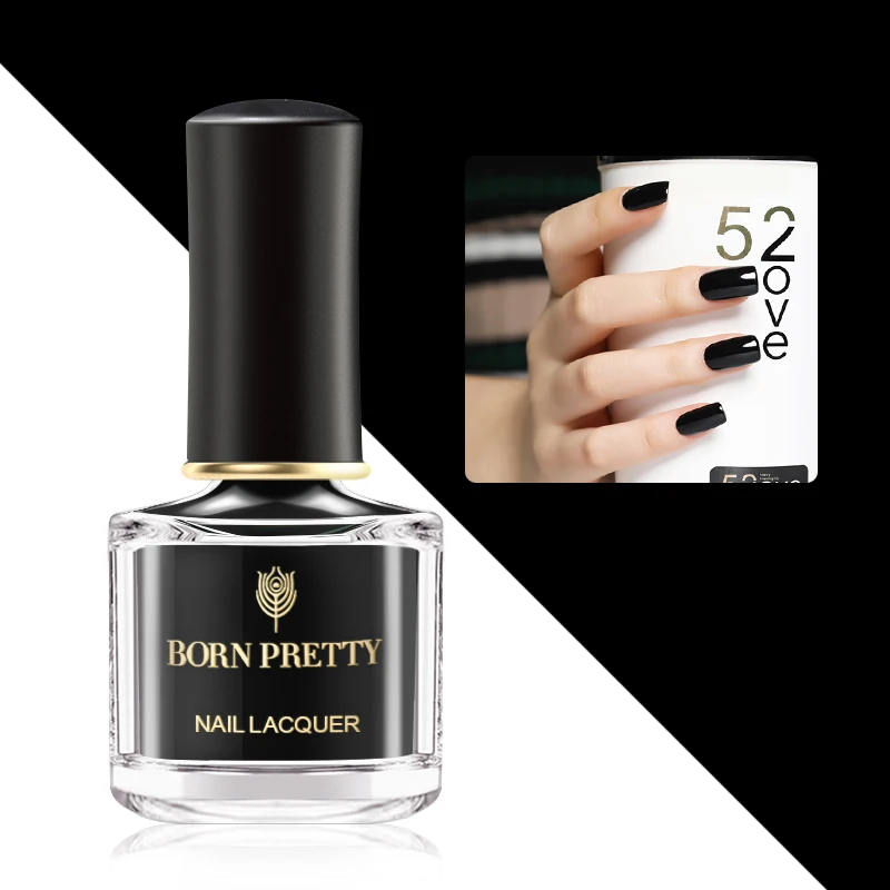 

BORN PRETTY Black Nail Polish 6ml Pure Nail Color Nail Varnish Soak off Basic Base Lacquer Gross Manicure Nail Art Vernis Primer