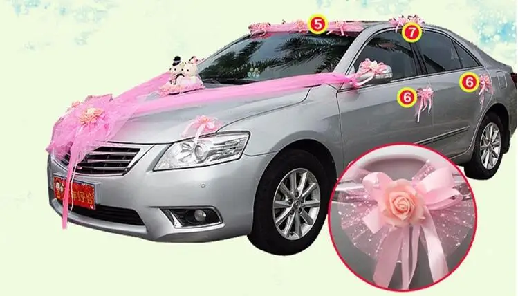 PE розовая сетка и кружевная шелковая лента любит медведей и украшение из пряжи автомобиля Свадебные Декорации для свадьбы