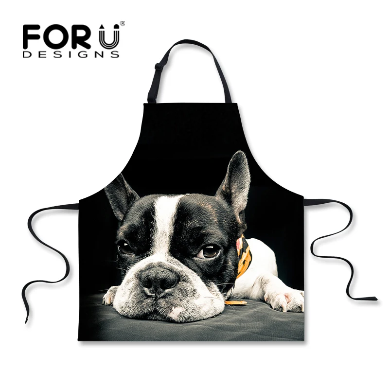 Забавные Черные Кухонные фартуки FORUDESIGNS милые печатные с животными собаками