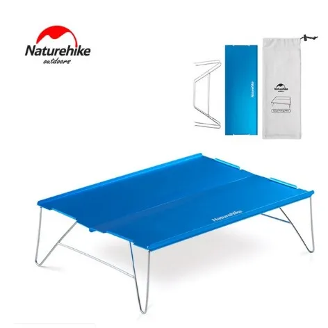 Naturehike складной стол для кемпинга из алюминиевого сплава Открытый прочный легкий стол из нержавеющей стали Портативный чайный стол 460 г - Цвет: Blue