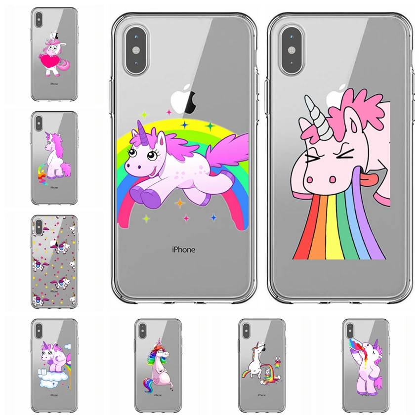 Чехол для мобильного телефона с радужным единорогом iPhone 8 7 6 6S Plus X XS XR XSMAX