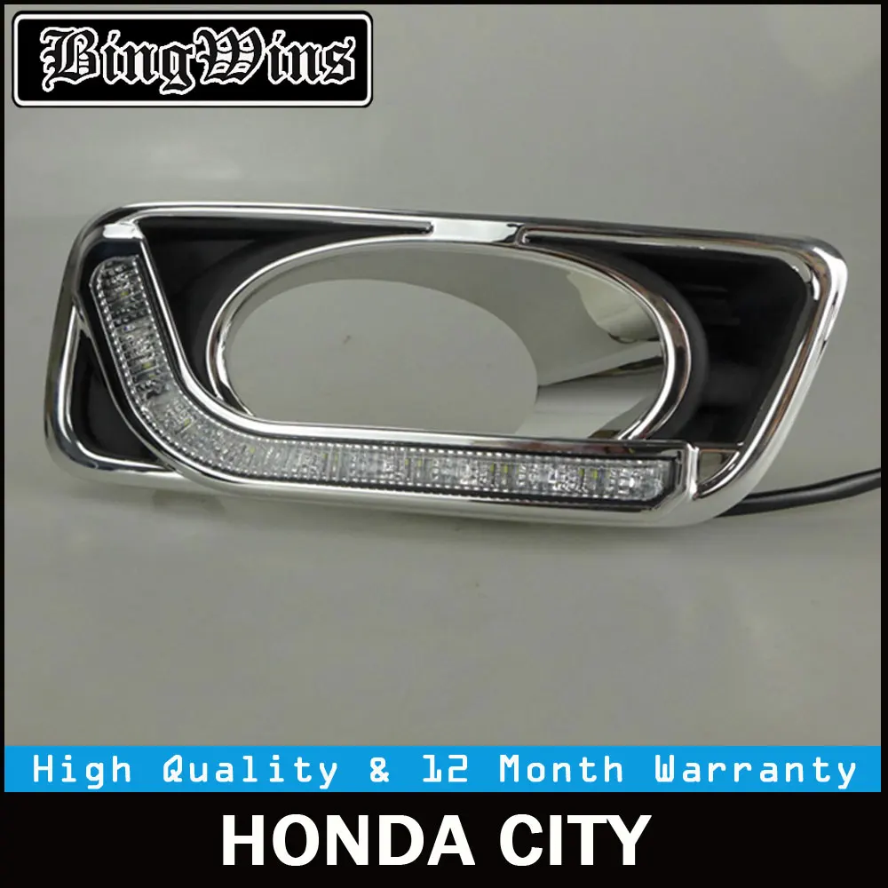 BINGWINS автомобиля DRL комплект для Honda CITY 2012 2013 светодио дный днем ходовые огни бар сигнал поворота туман авто лампы автомобильной daylight 12 v