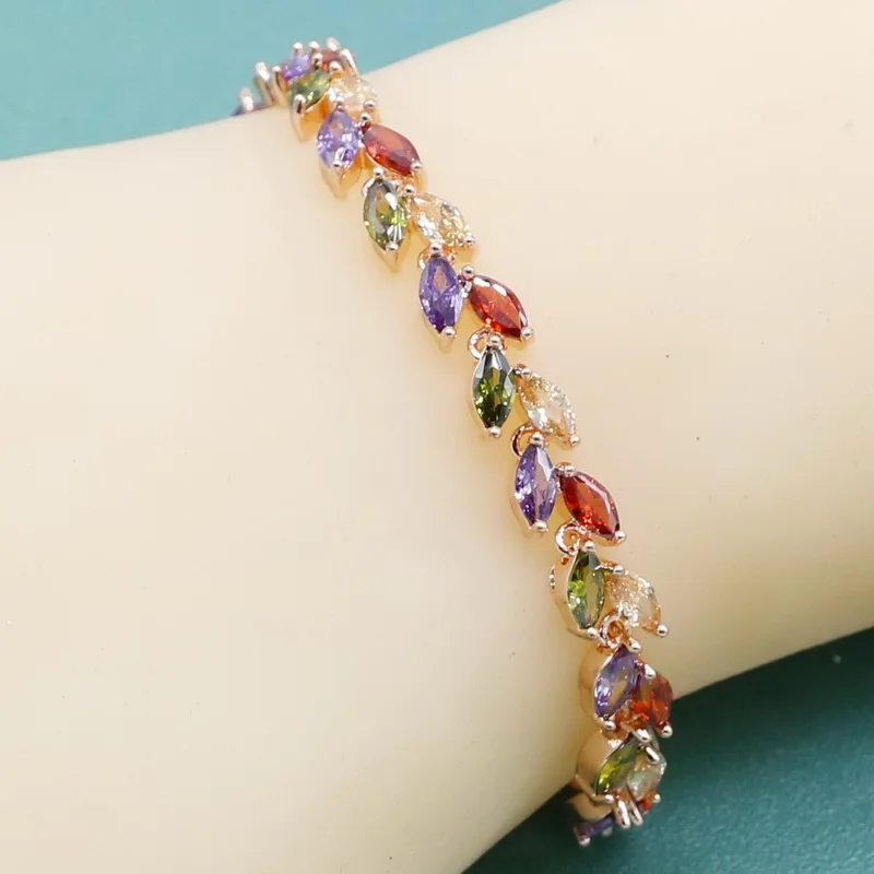 EIOLZJ модный многоцветный полудрагоценный камень в форме риса цвета розового золота браслет из медного сплава для женщин шкатулка для ювелирных изделий