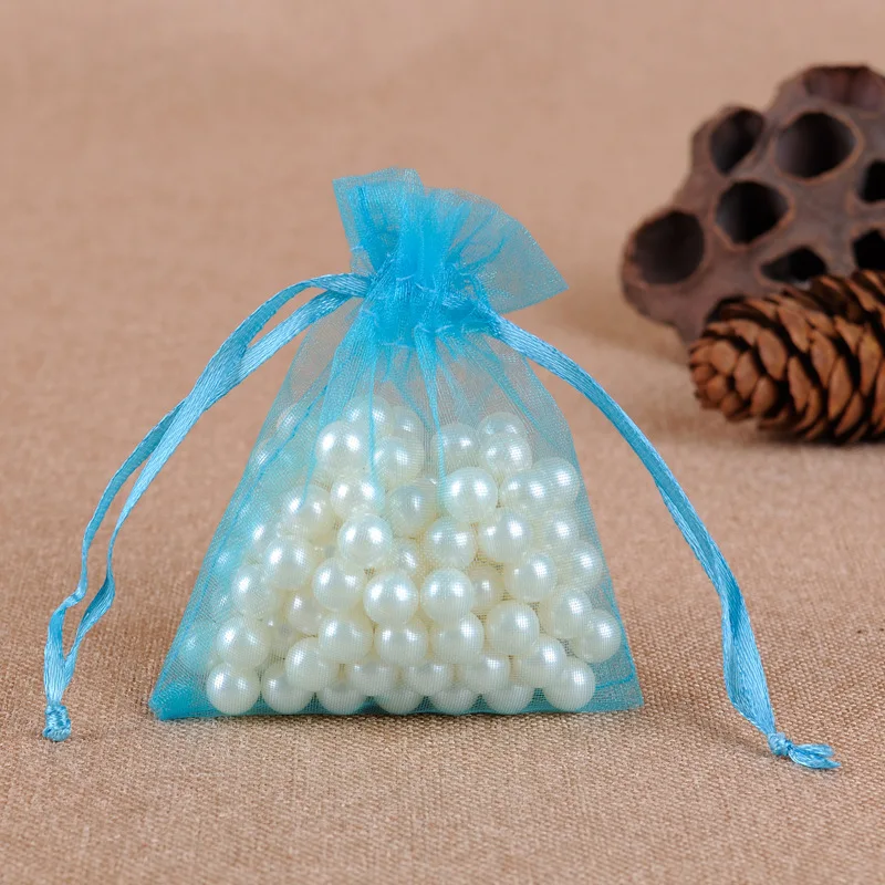 100 шт 7x9 см Прозрачные сумки из органзы Рождество Хэллоуин вечерние Шоколадные конфеты сумки упаковка для свадебного подарка Сумки - Цвет: Lake Blue