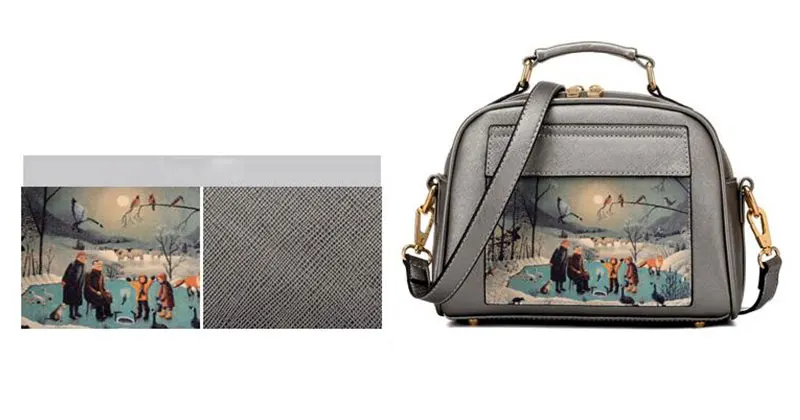 Beibaobao Ladies Tote 2017 Landscape Oil Printing Women Handbag Female Clutch Bolsa Women Bags Elegant Women Messenger Bags B005