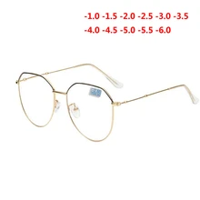 Готовые Очки для близорукости унисекс Ретро из нержавеющей стали близорукие очки овальные очки для близорукости-1,0-1,5-2,0 до-4,0