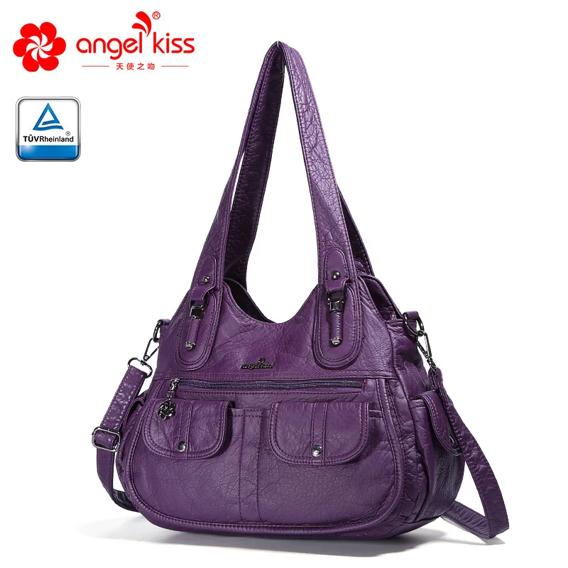 Angelkiss модная женская сумка на плечо из искусственной кожи с эффектом потертости, вместительная Повседневная стильная женская сумка с бесплатным подарком