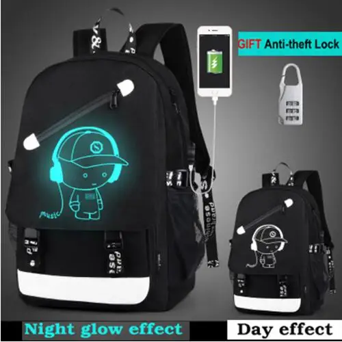 Мультяшный рюкзак для мальчиков, школьный рюкзак, студенческий светящийся анимационный USB зарядка, школьные сумки для подростков, школьный рюкзак, рюкзак - Цвет: photo color