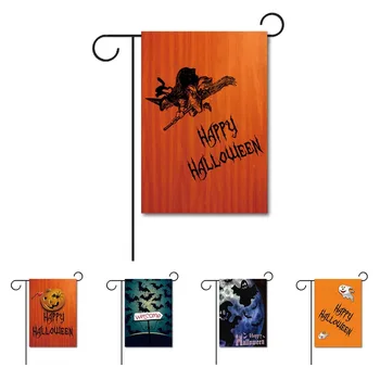 

Happy hallowmas Home Decorative Garden Flag beach With Pumpkin mask and Ghosts and bats 100% Polyester Yard Banner Double Sides