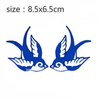 

Embroidery Patches Blue Swallow Iron on 8.5x6.5cm DIY Appliques Accessory