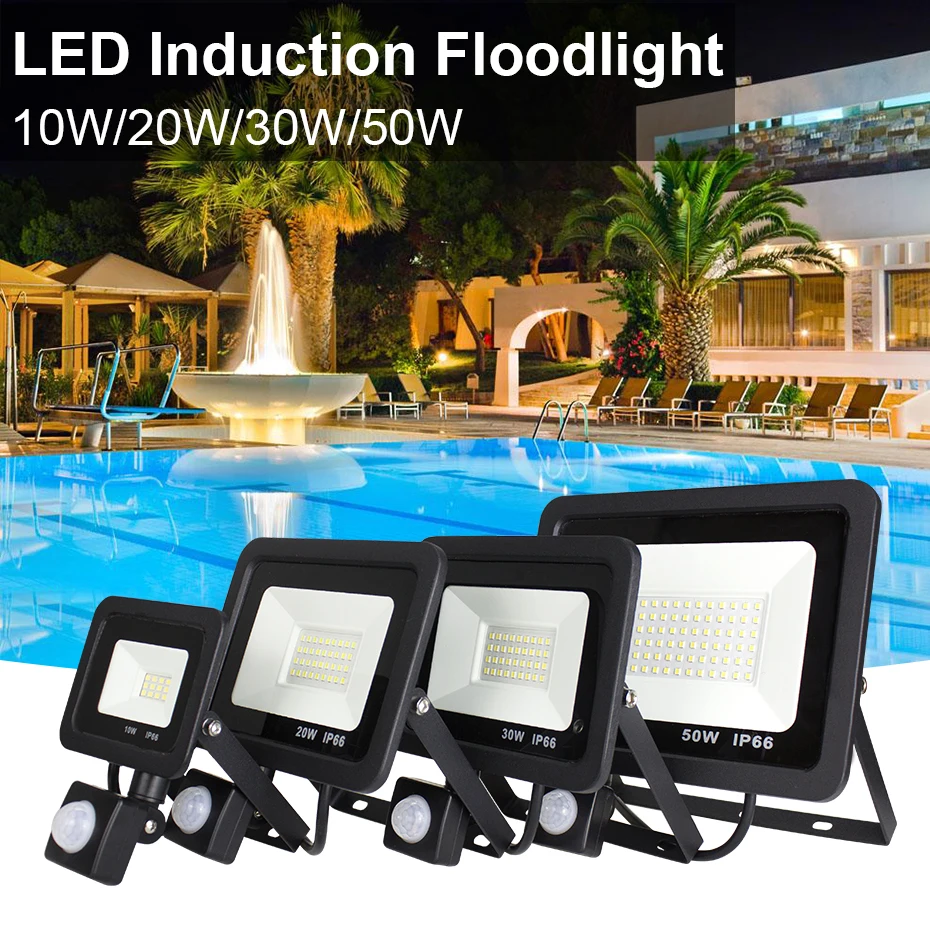 

220V LED Floodlight 10W/20W/30W/50W Reflector LED Flood Light Waterproof IP66 Spotlight Wall Outdoor Lighting Cold White