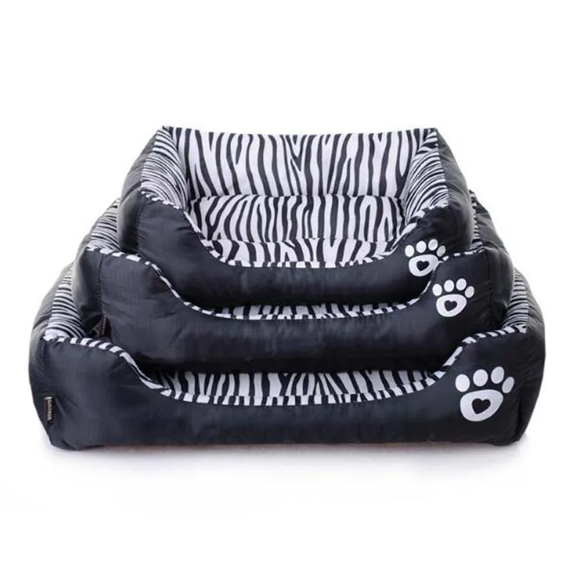 

Waterproof Dog Bed Zebra Pattern Pet House Kennel Moistureproof Keep Clean Puppy Dogs Beds For Small Larger Pets Cats S,M,L Size